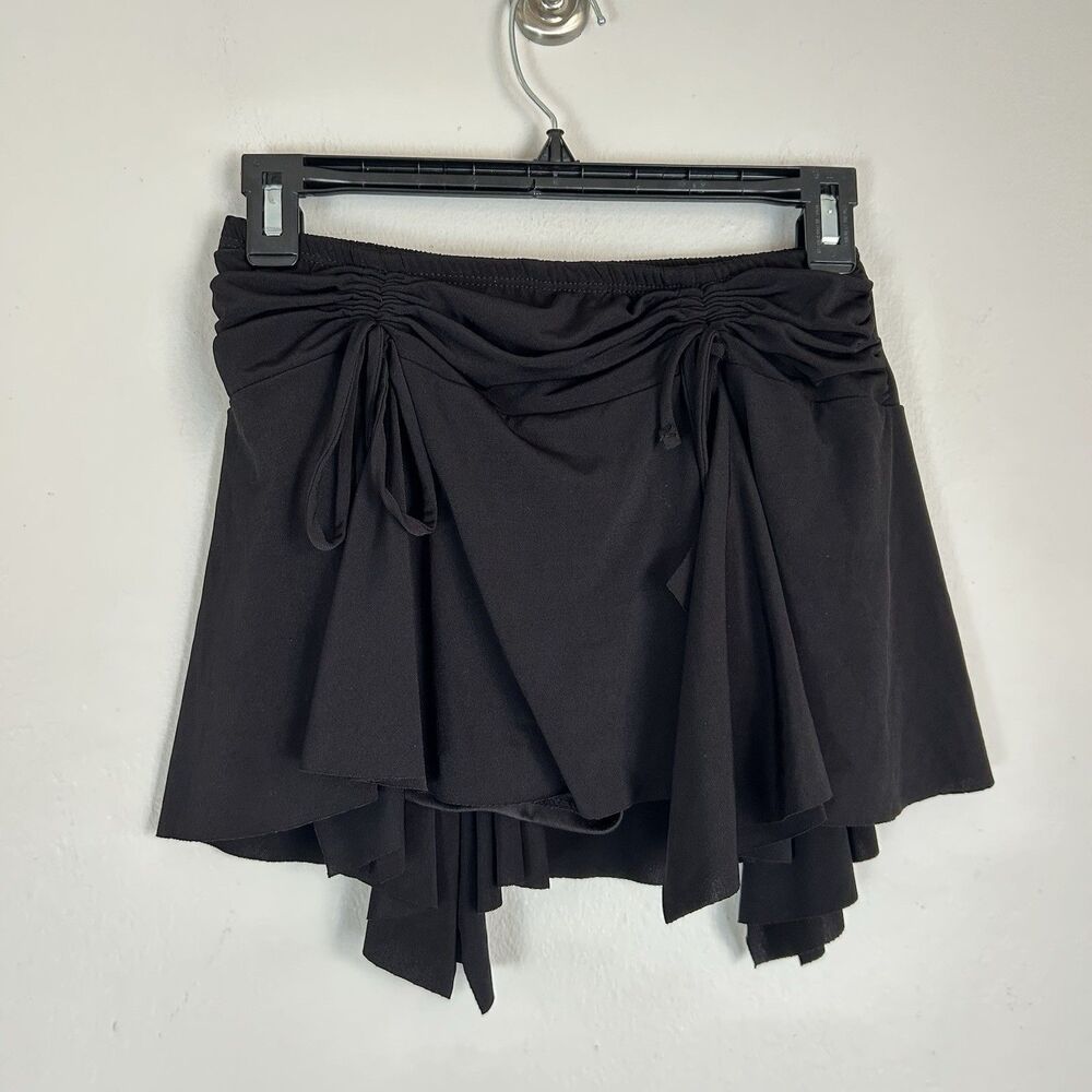 Windsor M Mini Skirt Skort Black Asymmetrical Fairy Grunge Dark Renaissance Bow